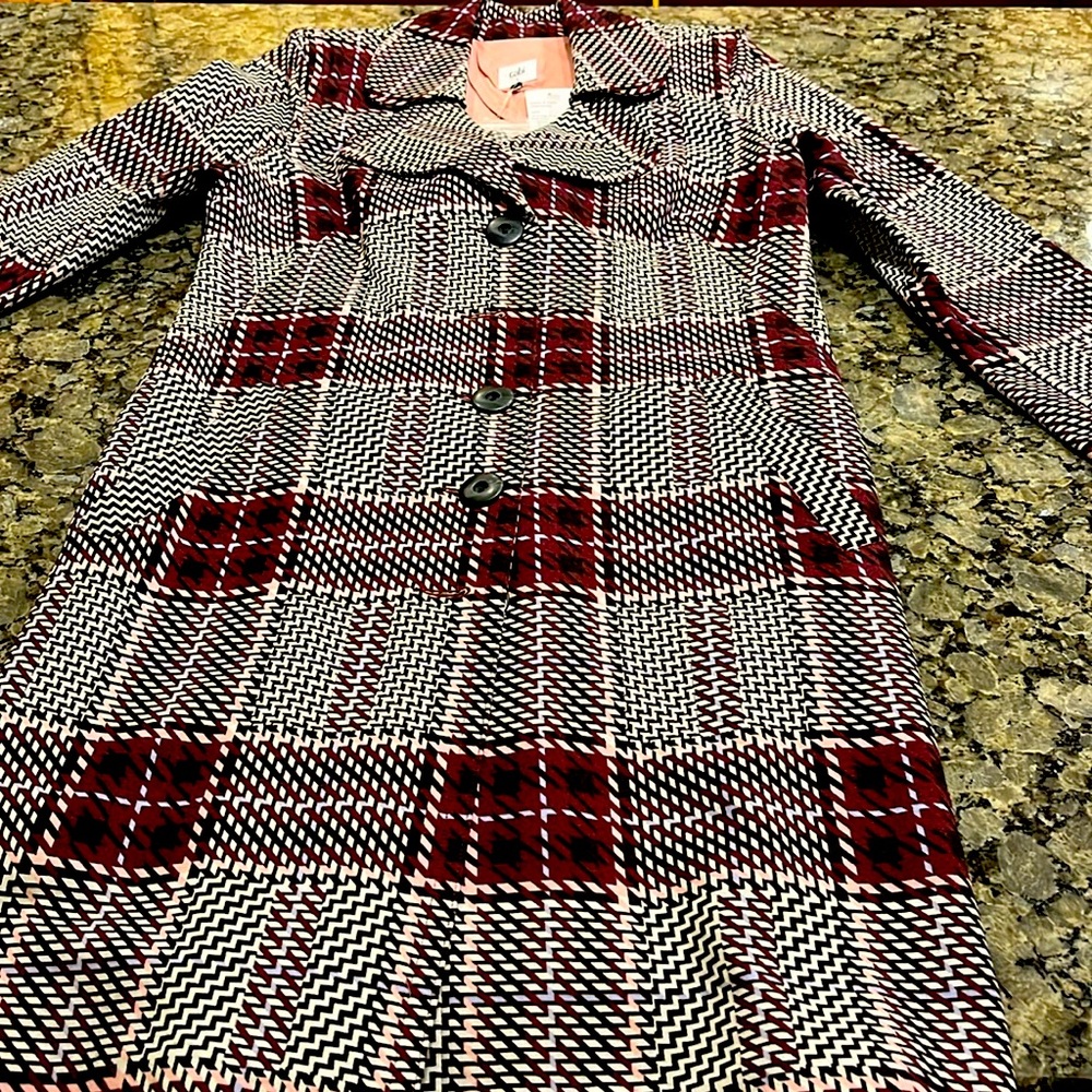 CAbi Sovereign Coat Pink Plaid S NWT